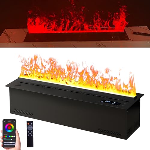 Chimenea eléctrica con efecto de llama 3D y humidificador, aplicación inteligente, control remoto y táctil para el hogar y la oficina
