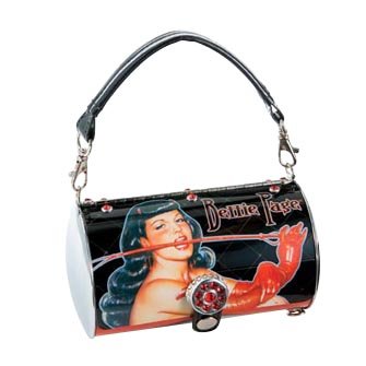 Bettie Page Betty Cylinder TIN Tote Metal Retro Purse