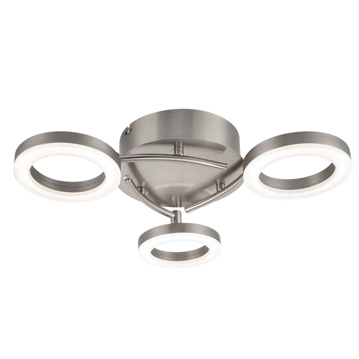 Cosylyte Silver Juni 3 Ring Built-In, Integrated Led Modern Ceiling Flush Light - Matt Nickel, 37.5X34.5x9, 3,000K Neutral White, 1,100Lm