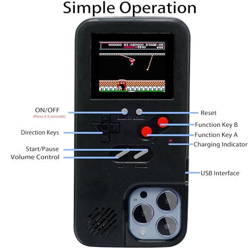 Coque Gameboy pour iPhone 15 noire avec 168 jeux classiques rétro intégrés - 4