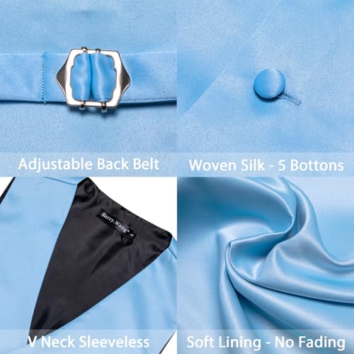 Image of Barry.Wang Men's Suit Vest Tie Bowtie Set Formal Silk Paisley Waistcoat Hanky Cufflinks Lapel Pin Set Wedding Party 7PCS