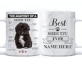 PREZZY Custom Shih Tzu Mug Best Dog Ever Coffee Cup For Men Women Dog Lover Personalized Name Vintage Letter Print Novelty Ceramic White Mugs 11oz 15oz Birthday Party Gifts Idea