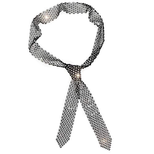 Glamorstar Rhinestone Neck Tie Glitter Sparkle Long Thin Women Scarf Neckerchief Black