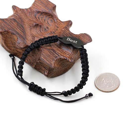 3 Pcs Puzzle Heart Piece Bracelet Set，Handmade Braided Black String Wrist Matching Puzzle Bracelets Adjustable Rope Friendship Gifts Jewelry for Best Friends Sisters4