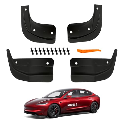 Image of Mudflaps for Tesla Model 3 Accessories 2025 /2024, No Drilling No Tape All Weather Protector Tire Mudguards, TPE Splash Guards 2025 Upgraded Version, 4 Sets