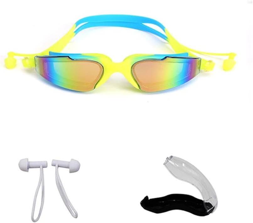 Professional Swimming Goggles with Earplugs Nose Clip Glasses Anti-UV Anti-fog Electroplating for Unisex
