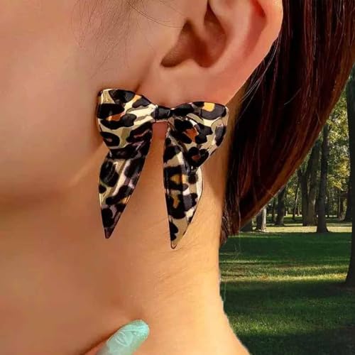 Boho Leopard Bow Earrings for Women Leopard Bowknot Statement Earrings Cheetah Exaggerate Earrings Summer Costume Jewelry Gift2