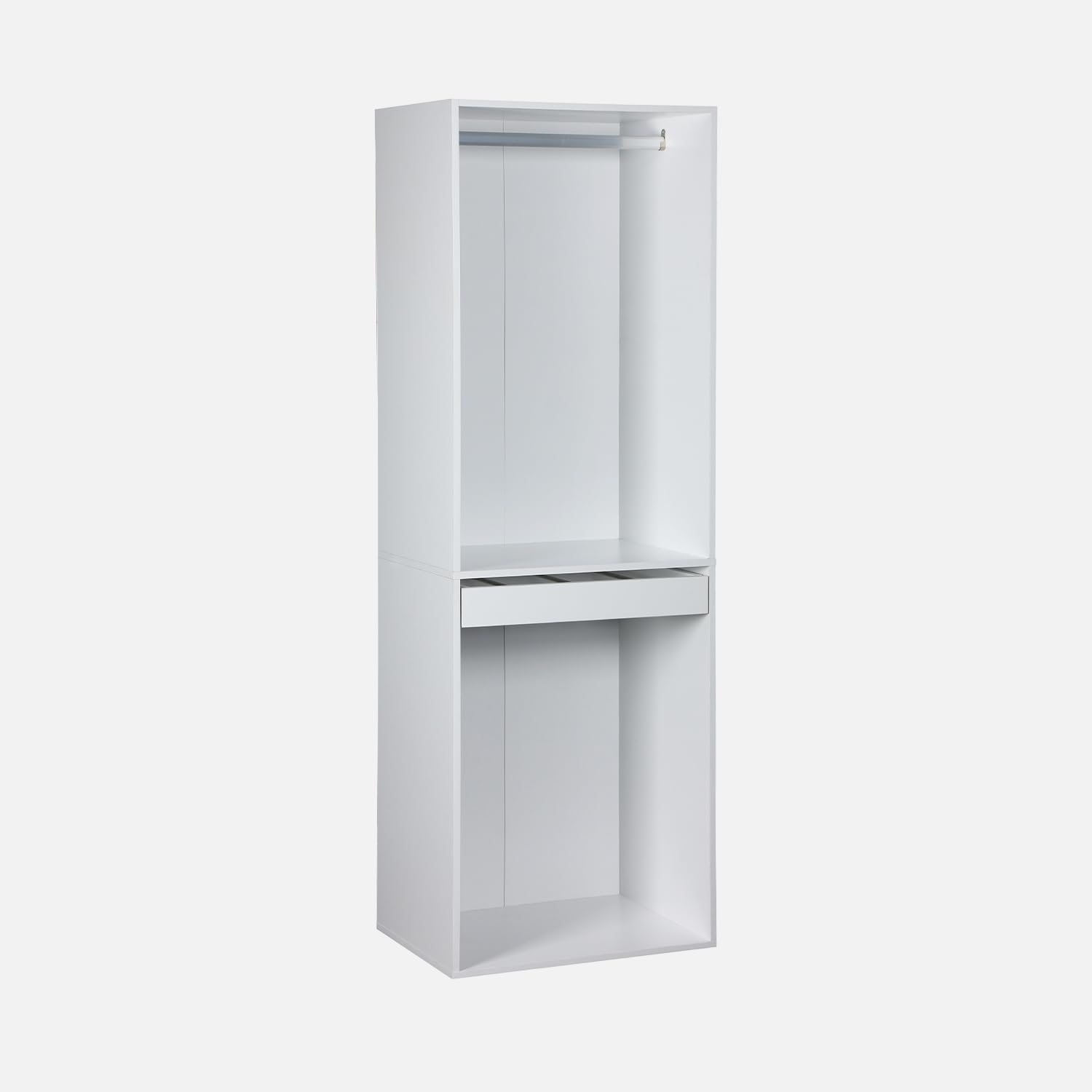 sweeek-Módulo armario con ropero y pantalonero Blanco - 60x45x180 cm | Modulo