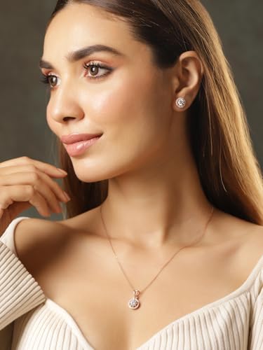 Image of Rubans AD Zircon Traditional Pendant Necklace Set for Women