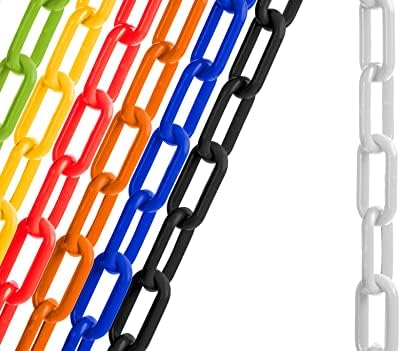 US Weight (Made in USA) 2 inch x 100 feet' White Plastic Safety Chain ft. SunShield UV Resistant Technology