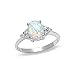 Ladies Ring Opal Ring Round Opal White Stone Hand Jewelry Fashion Jewelry Ring (Sliver, 10)