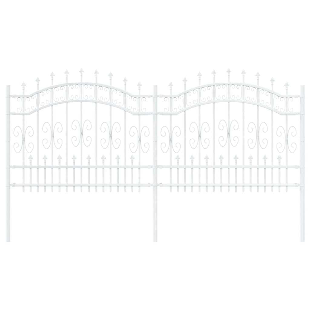 Garden Fence Kampen White 240 x 140 cm Powder-Coated Steel Outdoor Decorative Fence Panel for Garden Terrace Boundary Rust Proof Weather Resistant Modern Design Easy Assembly 16.1 kg