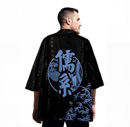 Image of Women's and Men Cardigan Jackets Lightweight Japanese Kimono Long Sleeves Open Front Coat