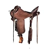 Handmade Australian Style Half Breed Aussie Stock Leather Saddle Premium Cattle Work, Endurance Riding, Knee Pads (14'')