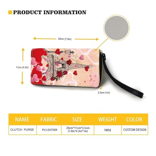 Women Wallet Around Zipper Long Purse RFID Blocking Eiffel Tower Print Credit Card Holder Phone Coin Pocket Purse Multiple Card Slots Cloutch Bag3