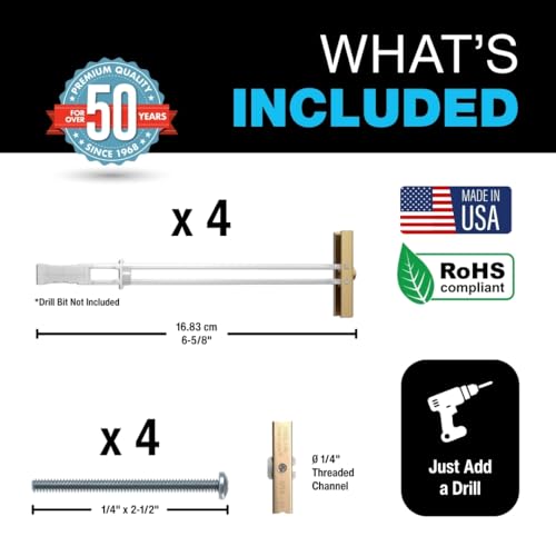 Image of TOGGLER SNAPTOGGLE Drywall Anchor with Included Bolts for 1 /4-20 Fastener Size; Holds up to 265 pounds Each in 1 /2-in Drywall by TOGGLER (4 Pack)