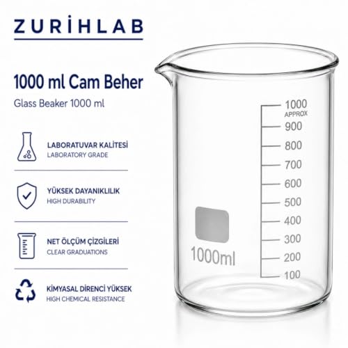 Ölçü Kabı, Cam Beher 1000 mL Dereceli Laboratuvar