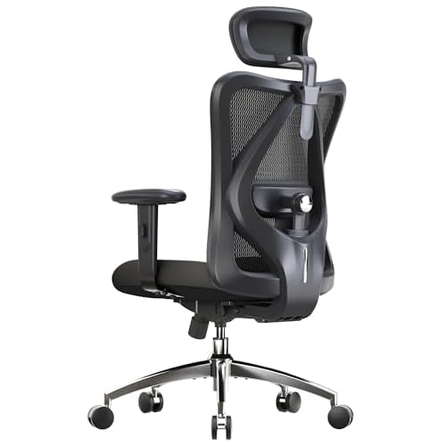 SIHOO M18 Ergonomic Office Chair for Big and Tall People Adjustable Headrest with 2D Armrest Lumbar Support and PU Wheels Swivel Tilt Function Black