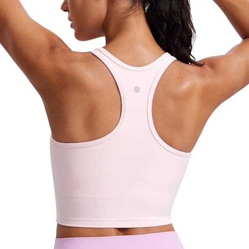 Image of CRZ YOGA Butterluxe Racerback Crop Tank Tops | Light Support, Removable Pads, Yoga, Extremely Soft, Scoop Neck, Longline Sports Bras for Women
