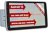M.I.C. AU10-L2 Android 14 Autoradio mit navi: MediaTek MT6765V 4G+64G;10" QLED Display;4G SIM,Carplay,Android Auto,DAB+,Bluetooth 5,WiFi,GPS: Ersatz für VW Toyota KIA Nissan Hyundai FIAT