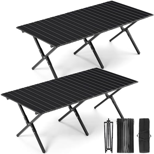 Suzile 2-Pack 4FT Folding Camping Table (Black)