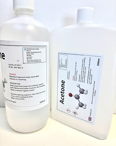 Pure Acetone Solvent | 100% Professional Strength | 50ml 100ml 300ml 500ml 1 Litre | Premium Nail Polish & Acrylic Remover Heavy-Duty Degreaser & High-Purity Laboratory Solvent