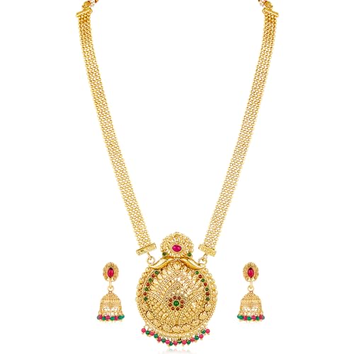 Image of Peora Gold Plated Bridal Jewellery Set with Kamarband Gift for Women Indian Traditional Ethnic Wedding