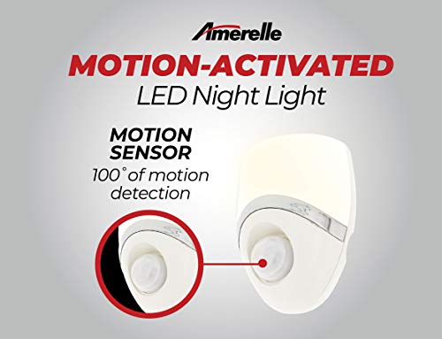 Amerelle Motion Sensor Night Light, 3 Pack - Led Plug In Night Light With Sensor That Lights Up When It Auto Detects Motion - Wide 100 Degree Detection Zone - Ideal For Bathroom & Nursery - (73092Cc) #TOP1
