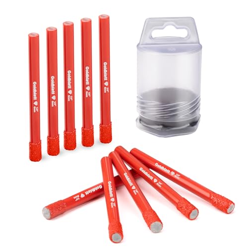 Goldblatt 10PCS 1/4\" Diamond Drill Bits, 6mm Diamond Hole Saw Kit for Porcelain Tile Ceramic Concrete Granite Marble Hard Materials (not for Wood)
