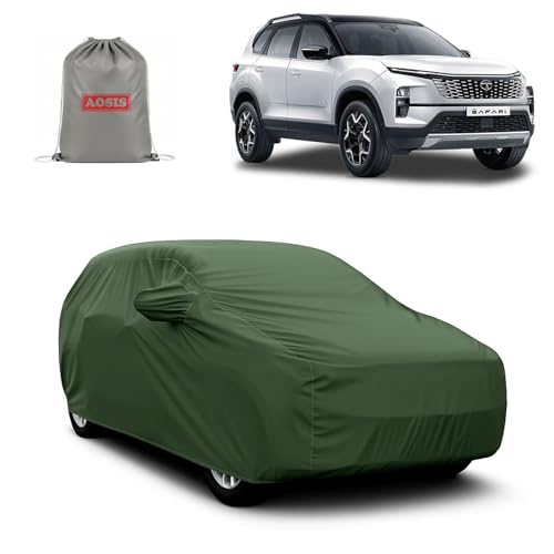 Image of AOSIS 'Waterproof' Car Cover Compatible with Tata Safari /Safari Storme /Dicor 300 GSM Uly Coated Thick Fabric 4X4, Adjustable Belt Buckle, Elastic Grip