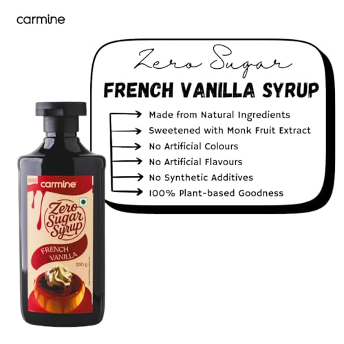 Image of Carmine Zero Sugar Rose Kulfi Syrup - 330g | New & Improved Recipe | Sweetened with Pure Monk Fruit | Natural, Plant-Based Indian Dessert Syrup | No Artificial Sweeteners or Additives