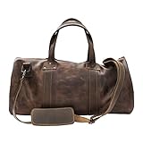 Hide & Drink, Leather Luggage Duffle Bag with Keyring Holder, Weekender Duffle Bag, Overnight Luggage Travel Bag, Travel & Commuter Essentials Handmade Includes 101 Year Warranty :: Bourbon Brown