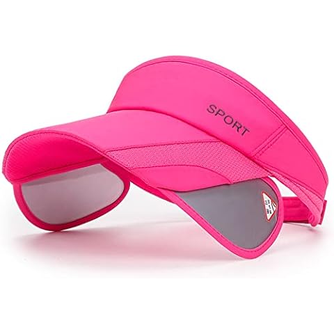 AJG Summer Sun Visor Hats for Women Retractable Brim Adjustable Sun Protection Baseball Golf Tennis Cap (1-Red) Cover