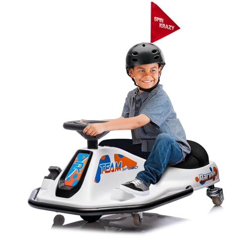 GOCAPTAIN 24V Electric Drifting Go Kart for Kids with High/Low Speed Switch and Simplified Drifting System - Outdoor Ride On Toy for Ages 3+ (White)