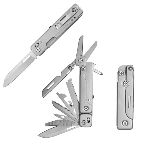 HONZIN Multitool 13 in 1 Camping Gear, Stainless Steel Foldable Multi Tool with Upgraded Scissors Saw Ruler Screwdrivers Bottle Opener, EDC Pocket Multitools for Outdoor, Gifts for Men HONZIN Multitool 13 in 1 Camping Gear, Stainless Steel Foldable Multi Tool with Upgraded Scissors Saw Ruler Screwdrivers Bottle Opener, EDC Pocket Multitools for Outdoor, Gifts for Men