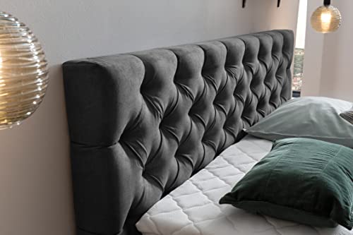 Belanoti ® Lara Boxspringbett 180x200 mit 4 Schubladen Stauraum Bett 180x200 mit Bettkasten in der Farbe Dunkelgrau H2/H3 Chesterfield Kopfteil 7-Zonen Taschenfederkern Matratze inkl. Visco Topper – Bild 7