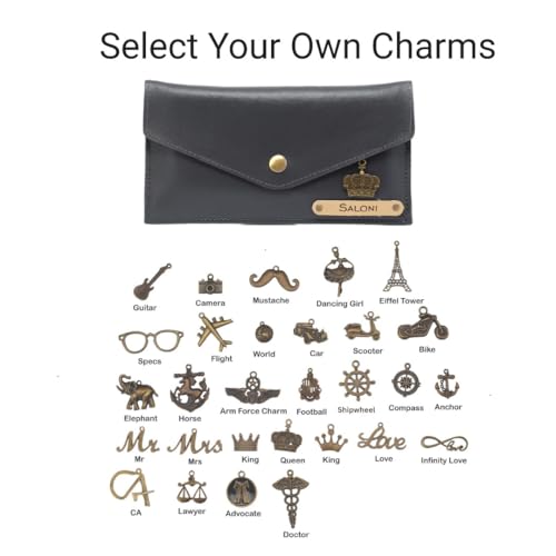 Image of AICA Personalised Name & Charm Leather Womens Wallet (H525Grey)