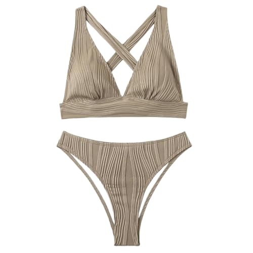 Bikini Froissé pour Vos Journées Plage - Maillot de Bain Deux Pièces b839café