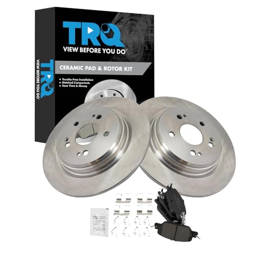 Image of TRQ Rear Ceramic Brake Pad and Rotor Set