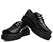 T.U.K. Anarchic Creeper Shoes for Women and Men, Black Faux Leather, Round Toe, Woven Interlace, 3 D-Ring Lace-Up, Twill Lining, Foam Insole, Low Platform, Classic Style, US Women 8 / Men 6