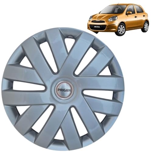 Image of PRIGAN Wheel Cover for MICRA (XL (O) CVT ONLY) 15 Inch Silver Wheel Cap (Available in 15 Inch) (Set of 4 Pcs) (Press Fitting) Model- Polo Silver-15