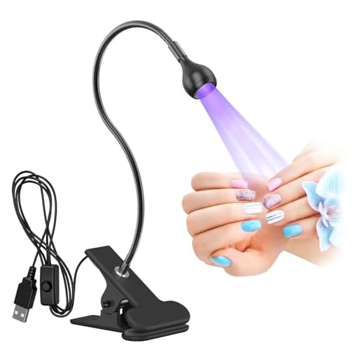 AISEELY Secador de uñas UV, 3W USB Lámpara de pegamento Ultravioleta LED Luz con clip e interruptor, para reparación de teléfonos y placas de circuitos