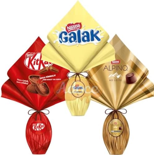 KIT OVOS DE PÁSCOA 3 OVOS DE PÁSCOA 1 KIT KAT 1 ALPINO 1 GALAK