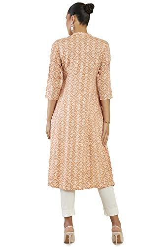 Image of Soch Women Peach Rayon Abstract A-Line Kurta