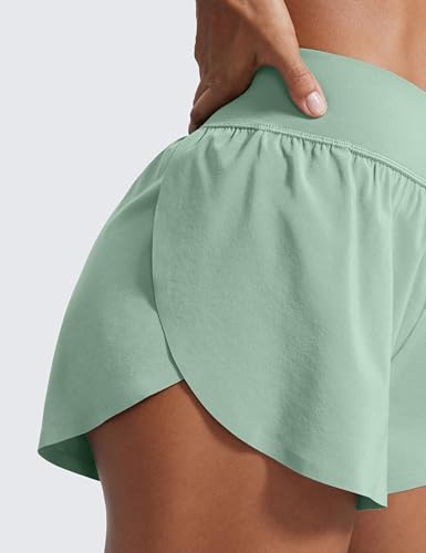 Image of CRZ YOGA High Waisted Split Running Shorts 3 inch | Mesh Liner, Quick Dry, Lightweight, for Women