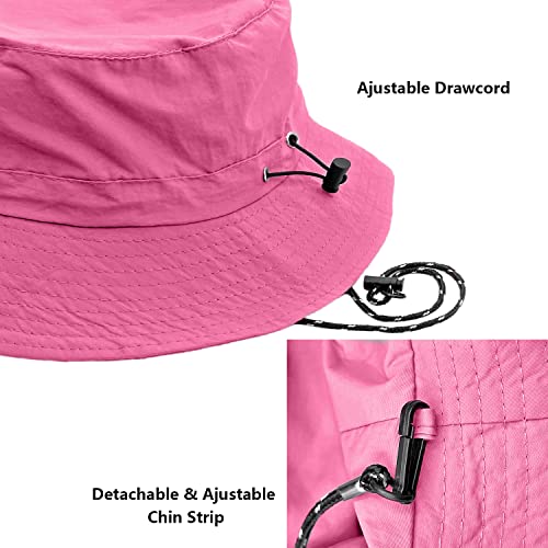 Image of woogwin Waterproof Bucket Rain Hat with Chin Strap Quick Dry Packable Boonie Sun Hat Safari Hat UV Protection