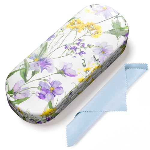 Luminzo Hard Shell Leather Sunglasses Case,Classic Fashionable Cute Large Glasses Case for Women Men,Sunglass Eyeglasses, Floral