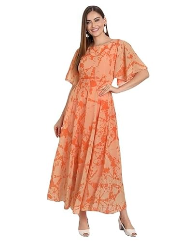 Womne's Printed Georgette Flared Dress for Women