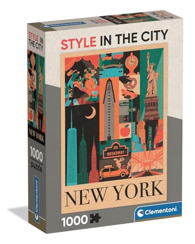 Clementoni – Puzzle 1000 Pièces Style in The City New York – 14 Ans et + – Jeu de société Paysage Urbain Chic – Idée Cadeau