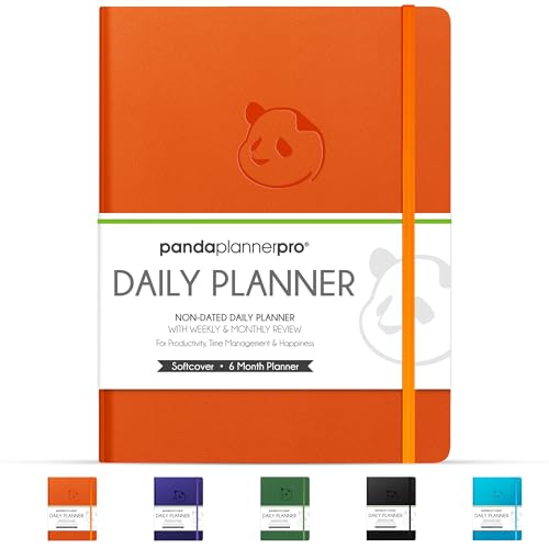 Panda Planner Pro 2026 - A4 6 Month Daily, Weekly & Monthly Planner for Productivity – Large 8.5x11 Undated Day Planner, Goal Planner, Project Organizer & Habit Tracker Notebook – Orange